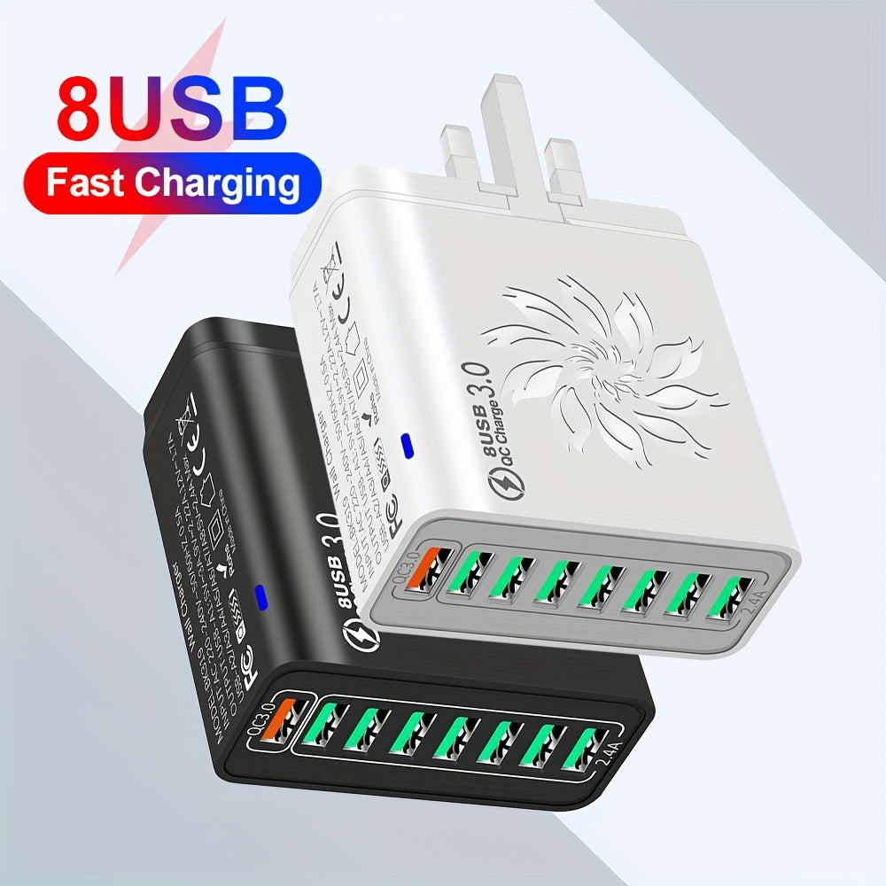 8-Port QC3.0 Fast USB Charger UK Plug