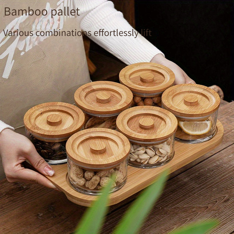 A Compartmentalized Fruit Platter with a Lid for Snacks, Nuts, And Tea Storage,