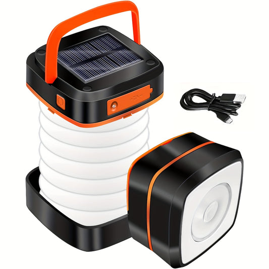 Solar Lantern Camping-collapsible Solar Camping Light Rechargable-LED Portable USB Solar Lamp IP44 lights for Backpacking Gear Emergency Charger for Phone Tent Power Outage Hiking