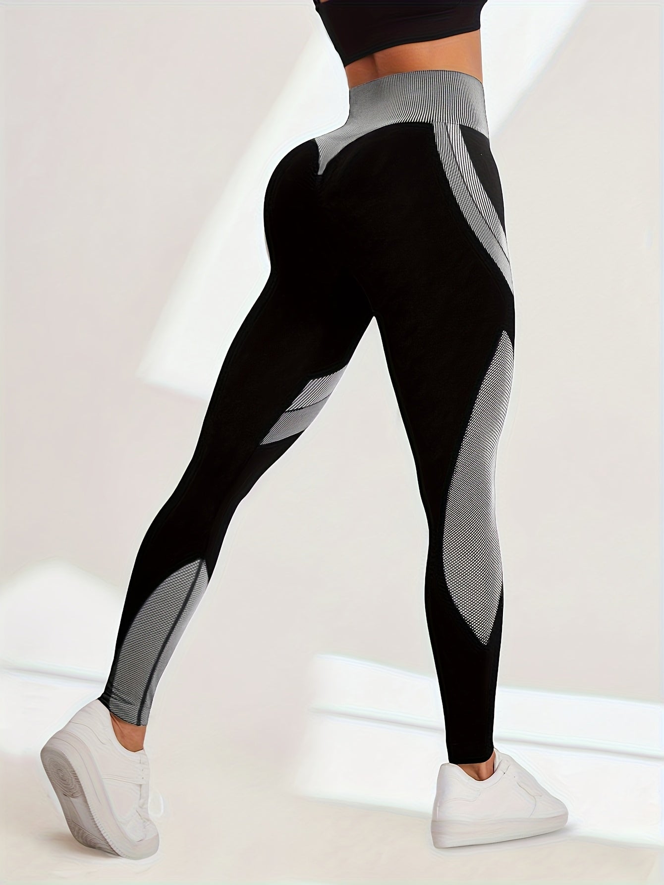 High Waist Seamless Yoga Pants with Color Stripes
