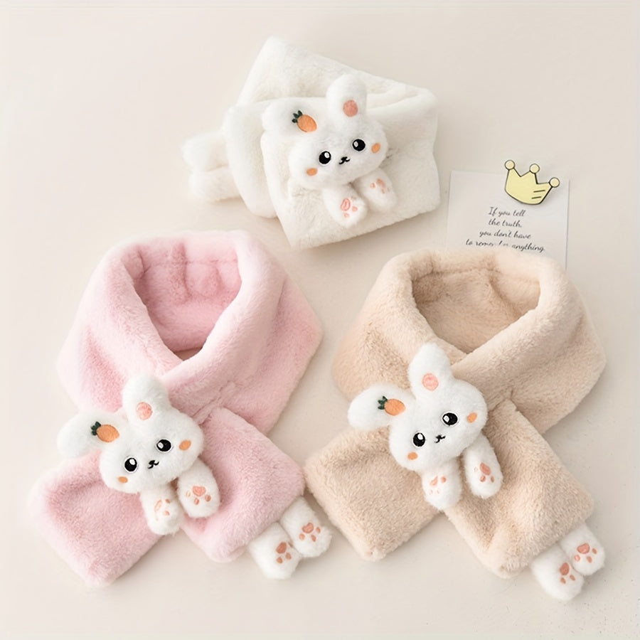 1pc Kids Scarf, Cartoon Bunny Desig