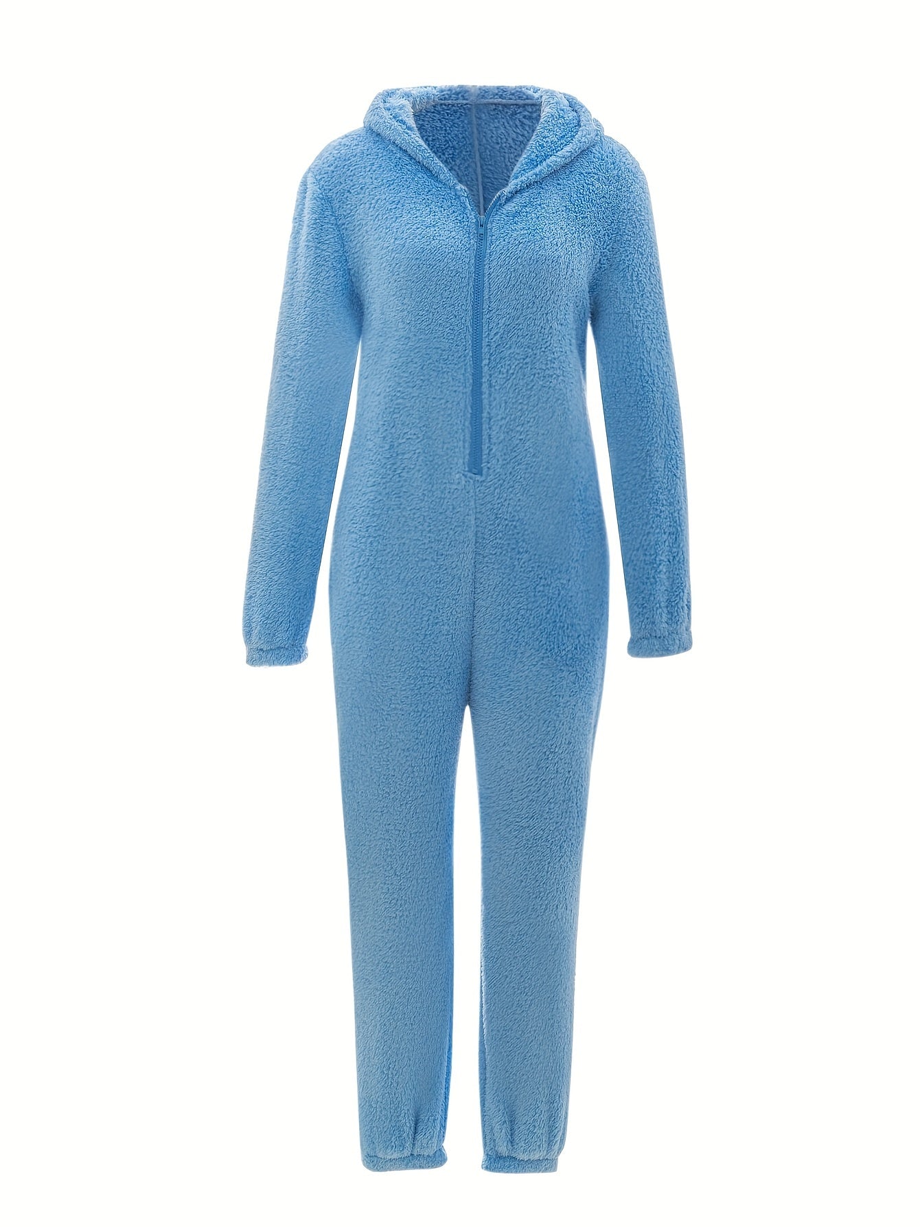 Women's Plush Fleece Pajama Jumpsuit - Hooded, Zip-Up, Easy-Care,