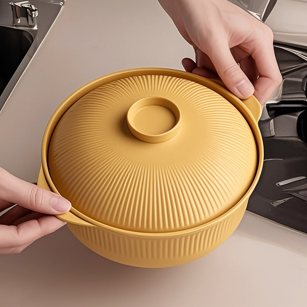 [Large Capacity] 4pcs Set of Large Capacity Casserole Bowls with Lids and Long Soup Spoons | 1100ml/38oz | Portable Large Soup Bowls, Japanese & Korean Ramen Bowls, Couple's Rice Bowls, Dinner Bowls, Romantic Bowls for Family