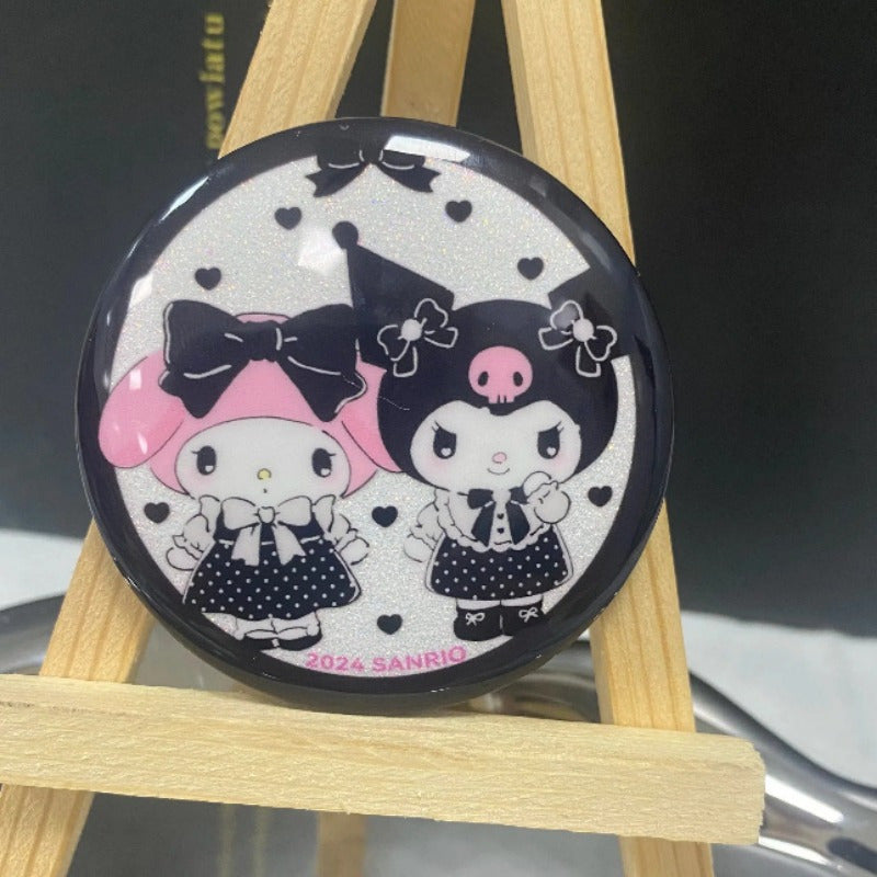 1 Sanrio badge, cute shiny pink Hello Kitty badge, charm melody badge decoration, practical clothes and schoolbag decoration, perfect birthday and holiday gifts