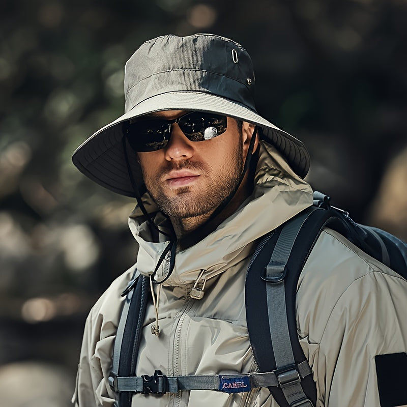 [Breathable Sun Hat] 100% Polyester Men's Breathable Sun Hat | Sports Style, Dual Ventilation, Essential for Outdoor Fishing & Travel, Woven Fabric Cap, Black, Hand Wash/Dry Clean | Perfect for Valentine's Day & Father's Day