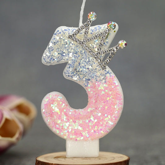 3D Princess Cake Topper Candle, Single Pack Glitter Number Birthday - Paraffin Wax, Single-Wick, Irregular Shape - for Party Decoration Supplies