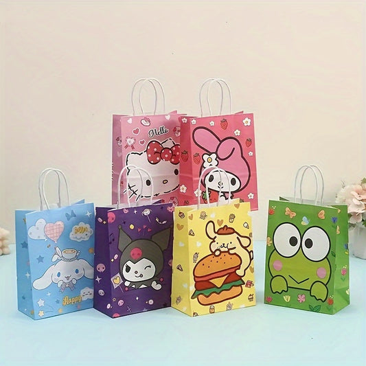 1pc Sanrio & Friends Party Favor Bags - Cute Cartoon Paper Tote Bags with for my melody, for Hello Kitty, and Friends Designs - Ideal for Birthdays, Decorations, and Storage, Birthday Party Supplies | Playful Party Decor | Du