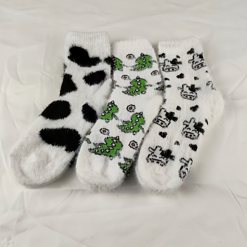 2 Pairs Cozy Fleece-Lined Winter Socks