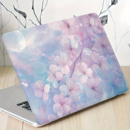 3pcs, 1pc Spare - Moonlit Cherry Blossom PVC Laptop Sticker, 38.99cm x 26.92cm Notebook Cover with Soft Pink & Purple Flowers, Durable & Easy to Apply, Perfect for Apple MacBook, MacBook Air, or MacBook Pro, Notebook Cover |