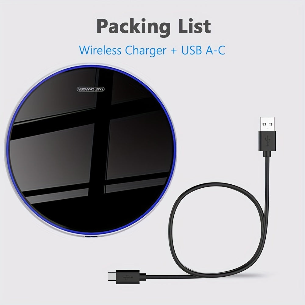 Fast Wireless Charger ALDNOAH Fast Wireless Charger | 15W, USB Type-C Charging Pad, Compatible with iPhone 16 15 14 13 12 Pro Max Mini 11 XS XR X 8 Plus Airpods 4 3 2, Samsung Galaxy S24/S23/S23 Ultra/S22/S22+/S22 Ultra/S21