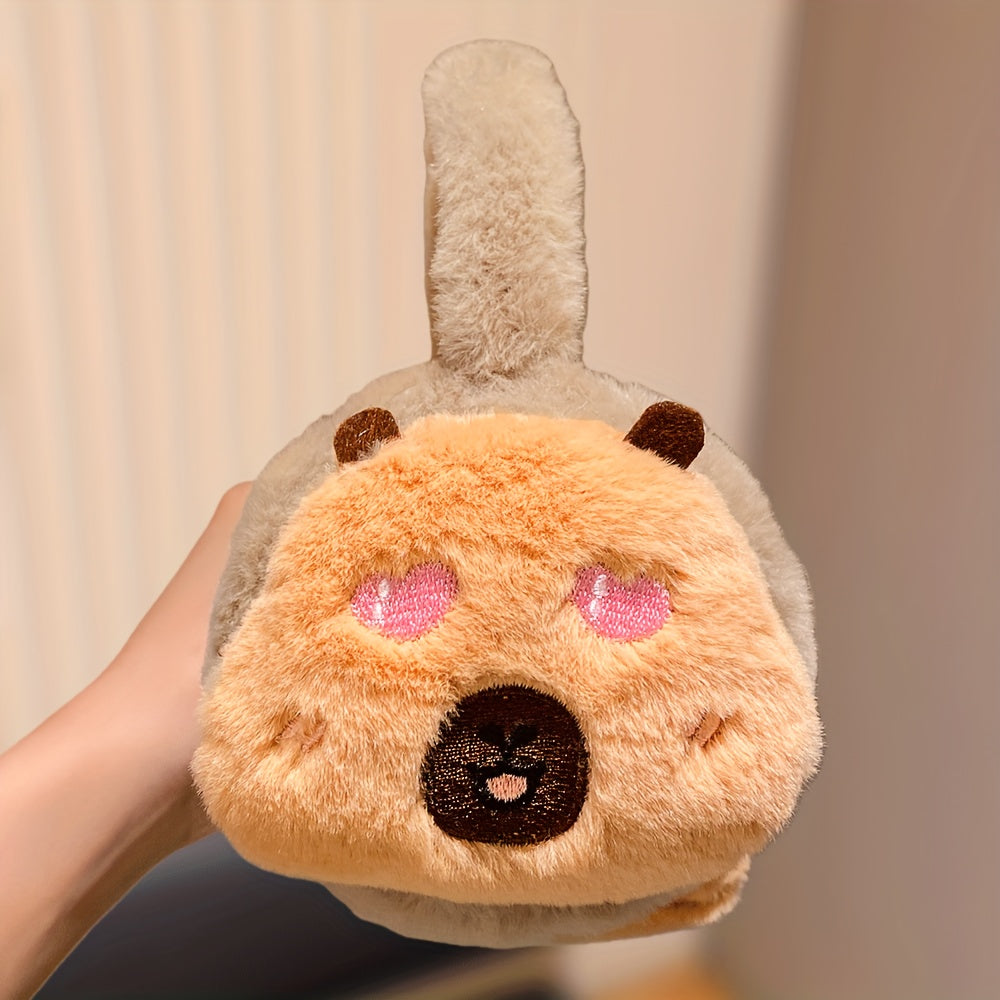 1 Multi-Color Capybara Design Ear Muffs with 3 Different Expressions