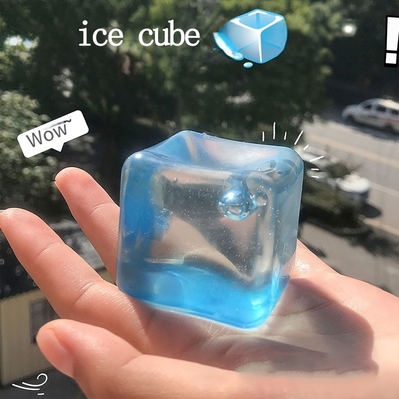 [Relaxing Squeeze & Pop] Relaxing Pop Sensation Squeeze & Pop Malt Ice Cubes - Transparent Sky Blue | Soothing Toy, Glossy Finish, Ideal for Unwinding