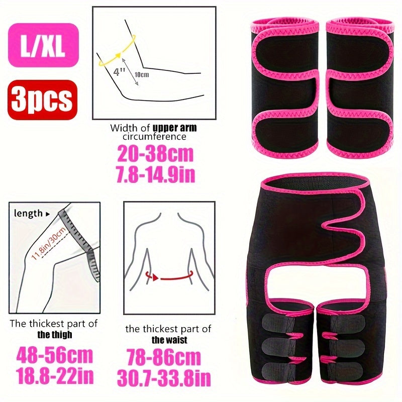 1 SET-4 in 1 High Waist Arm and Thigh Wast Trainer for Women, Open Wear Wrap Workout Belt Sweat Belly Band, Neoprene Workout Sweat Belt, Sweat Band, Waist & Arms Trainer, Sauna, Fitness Exercise, Women & Men