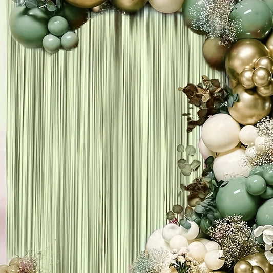 1pc Matte Sage Green Tassel Backdrop, 100.0x200.0cm - Perfect for Weddings, Birthdays, and Themed Parties - Versatile Celebration Decor with Shimmering Plastic Tassels, Party Backdrop|Shimmering Decor|Durable Plastic Tassel,