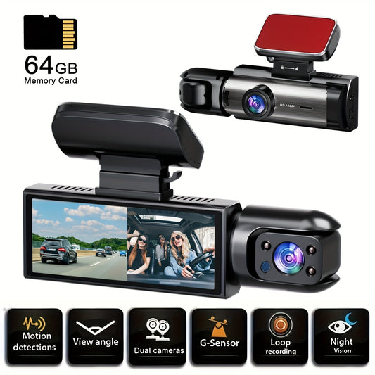 Dual Dash Cam A9, 3.16" Screen, 64G Included