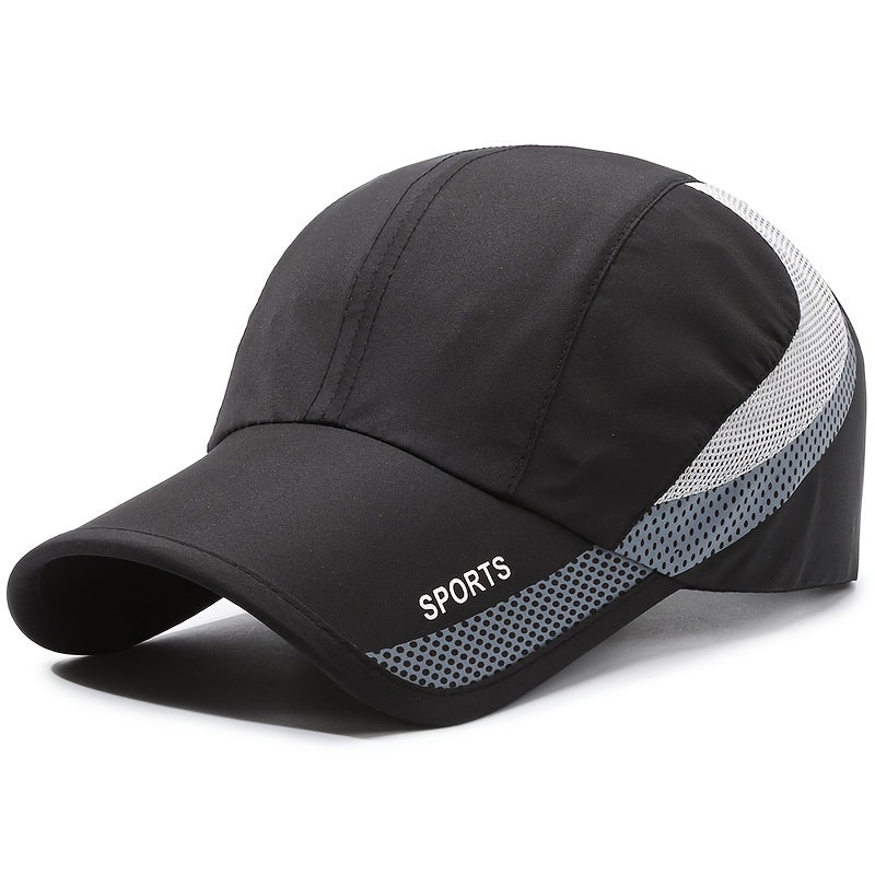 [Quick-Dry Sport Cap Sun Protection] 1 EDIKO Quick-Dry Sport Cap, Adjustable, Breathable Mesh Back, Sun Protection Hat for Outdoor Activities, Camping & Hiking - Navy Blue with Gray Accents, Hiking Accessories