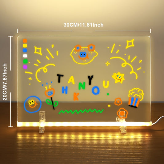 AMILL Acrylic LED Message Board - Erasable Light-Up Drawing Board with 7-Color Pens & Cleaning Cloth, USB-Powered Modern Desk Night Light for Birthdays, Special Occasions, Creative Gift Idea, Special Occasion Gift | Colorful
