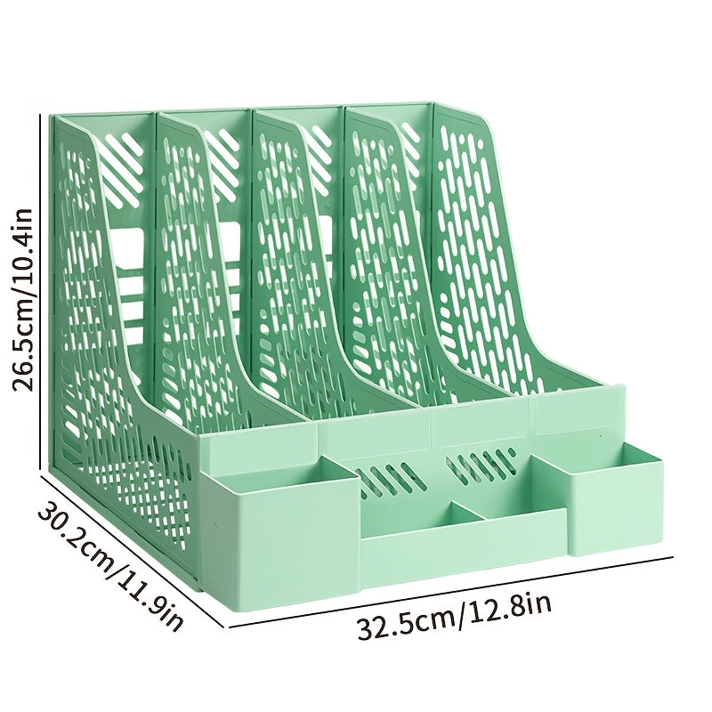 Desktop File Organizer, 4 Compartments, Removable, Space-Saving