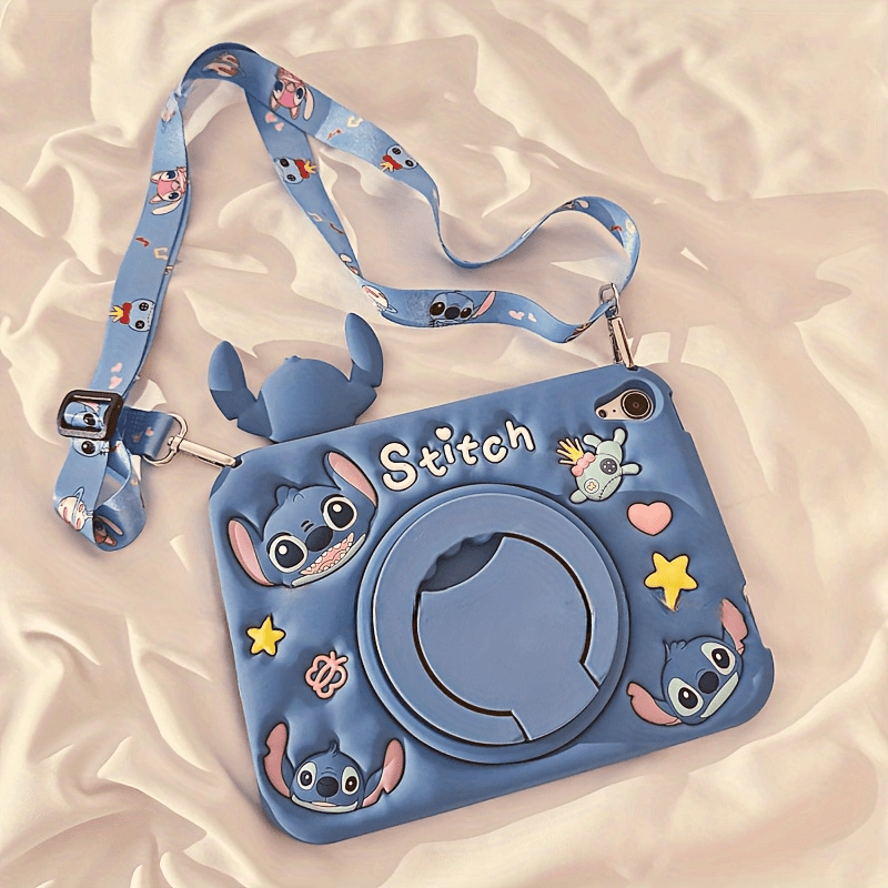Stitch Anime iPad Protective Cases | for iPad 2022 10th Gen 10.9in, 8th 7th Gen 10.2in, 2020 Pro 11in | Cute iPad Cover with Shoulder Straps & Rotating Bracket