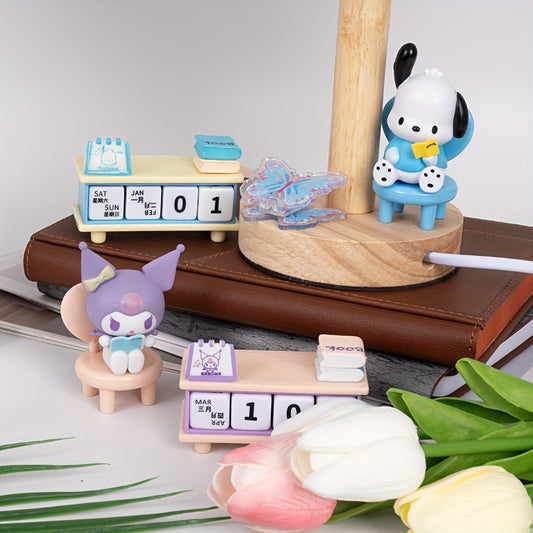 Sanrio Pochacco Desk Calendar - Cute Cartoon Dog Design in Blue and Yellow - Office or School Decor