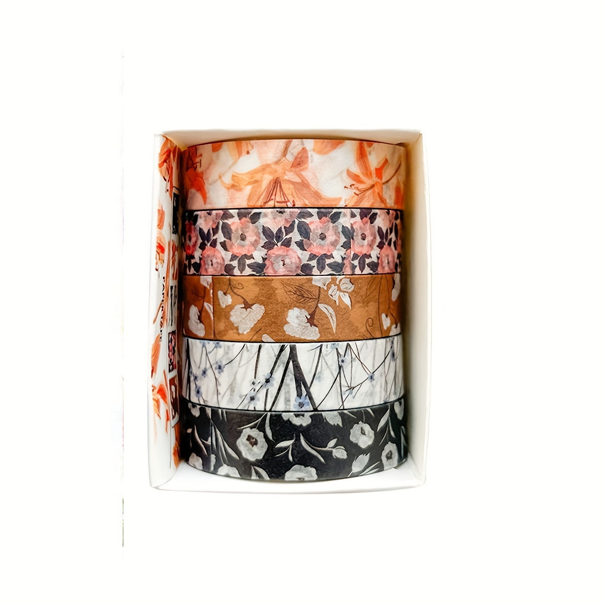 [Traceless Washi Tape] 5 Rolls of Tear-Off Traceless Washi Tape Flower Series - Decorative Sticker Tape for Diaries, Photo Albums, Schedules and Party Decorations