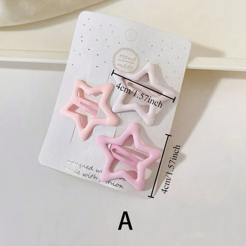 15pcs Pink Gradient Hair Clips - Elegant Metal Barrettes for Women, Heart & Star Shapes, Durable, Lightweight, Versatile Styling