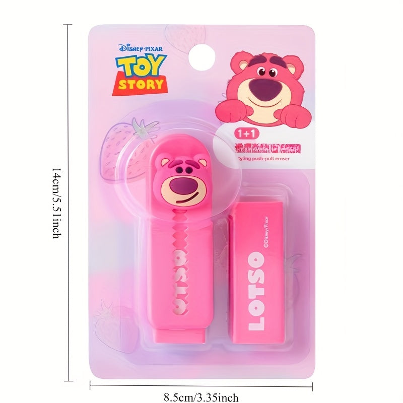 Disney Official! Strawberry Bear Stitch Pattern Eraser Soft Material Leaves No Marks on Paper