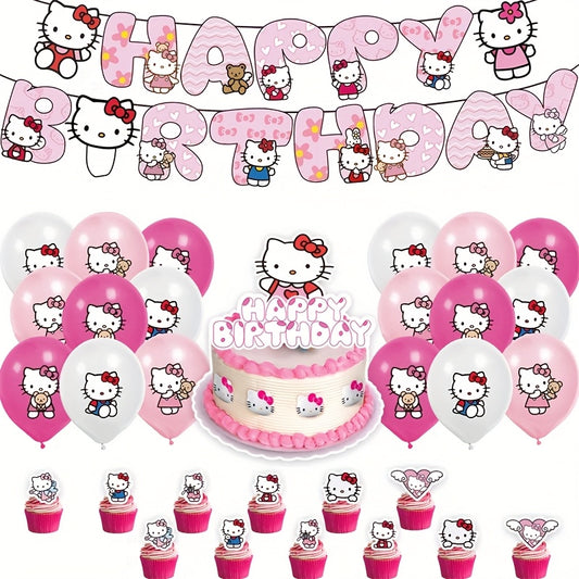 Hello Kitty Party 32pcs Hello Kitty Birthday Party Set | Graduation, Christmas, Easter, Perfect House Party Decoration