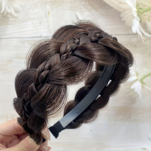 1pc Luxurious Handcrafted Wide Brim Braid Wig Headband - Exquisite, Realistic & Versatile - Ideal for Teens, Outdoor Parties, Cosplay & Gifts - Princess Fairy Style, Enchanting Photography Props
