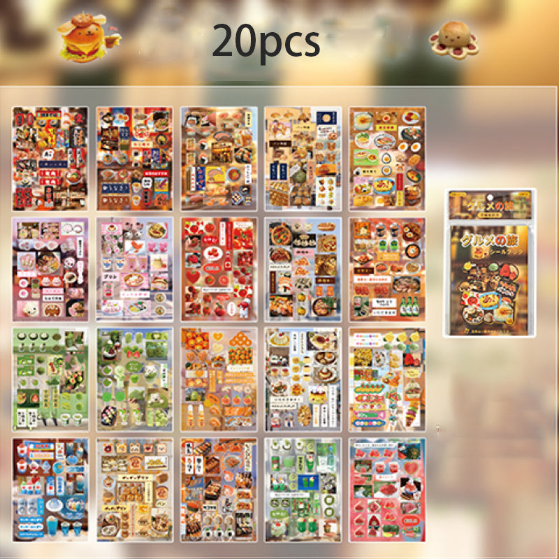 [Retro Pattern Sticker Collection] 20pcs Retro American Pattern Sticker Book, Fantasy Theme Paper Notecard Sets, DIY Bullet Magazine Journal Decoration Stickers for Phone Case, Scrapbooking, and Crafting