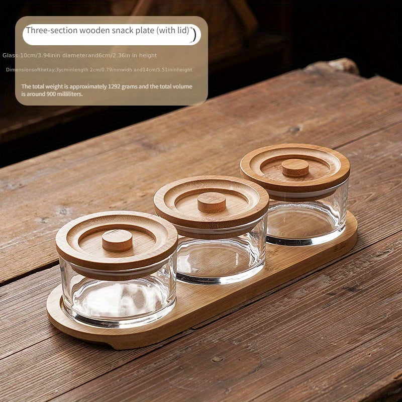 A Compartmentalized Fruit Platter with a Lid for Snacks, Nuts, And Tea Storage,