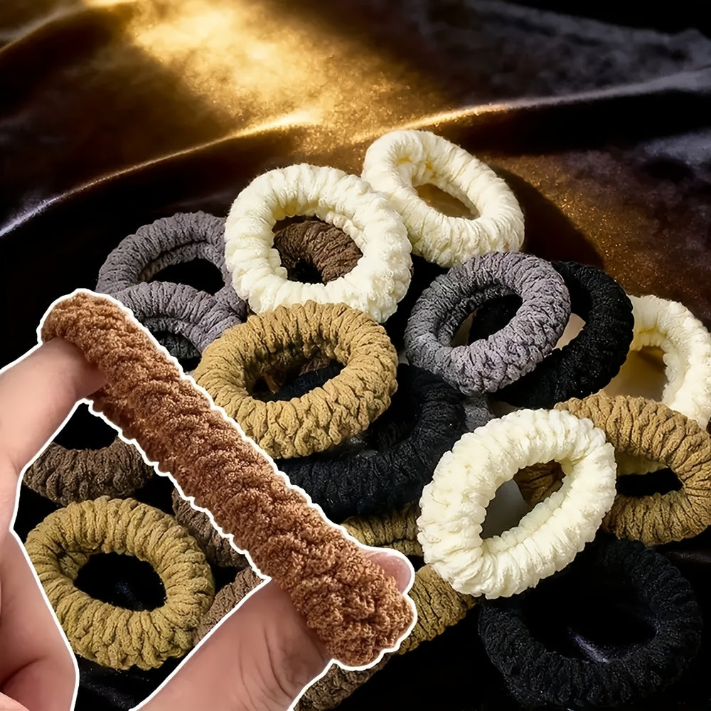 20pcs Bohemian Winter Hair Ties for & Women - Soft Elastic