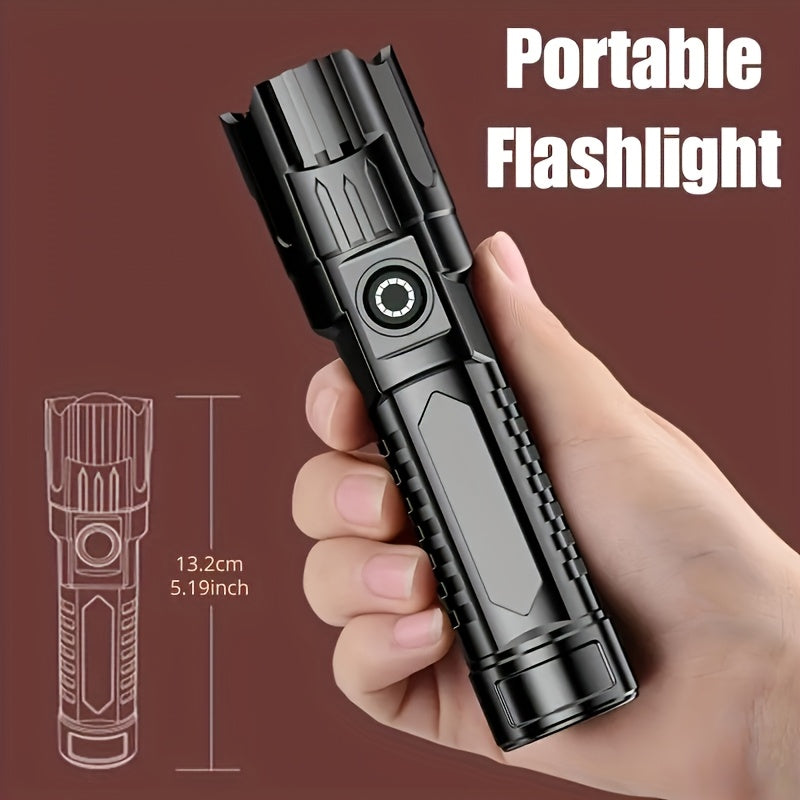 Super Bright LED Flashlight - Rechargeable High Lumen Handheld Light with Adjustable Focus, Long-Lasting Battery Life, Tactical Design for Outdoor and Emergency Use, Rechargeable Flashlight