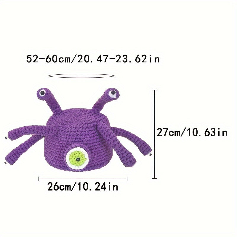 Novelty Handmade Crochet Knit Beanie, Funky Style Acrylic 100% No Brim Colorful Knit Fabric Hat, Unique Quirky Design for Casual Wear