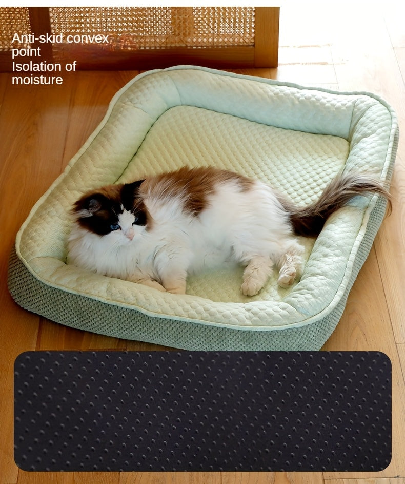 Cooling Ice Fabric Pet Bed for Small & Medium Dogs & Cats - Removable Washable Summer Cooling Pad, Breathable Non-Electric Comfort for Hot Weather, Indoor Pet Rest | Cozy Pet Bed | Functional Pet Accessory
