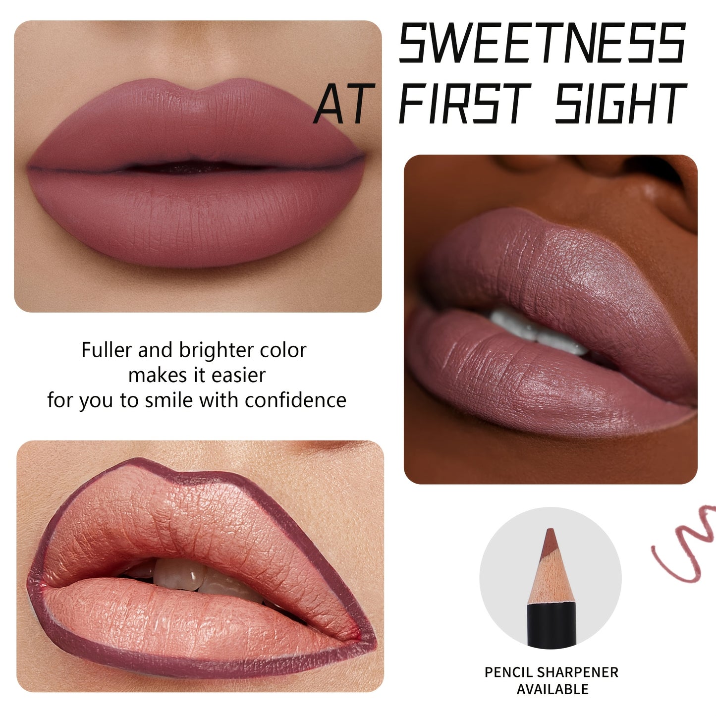 12 Colors Matte Lipstick Lip Liner Pen Set Nude Color Long-Lasting