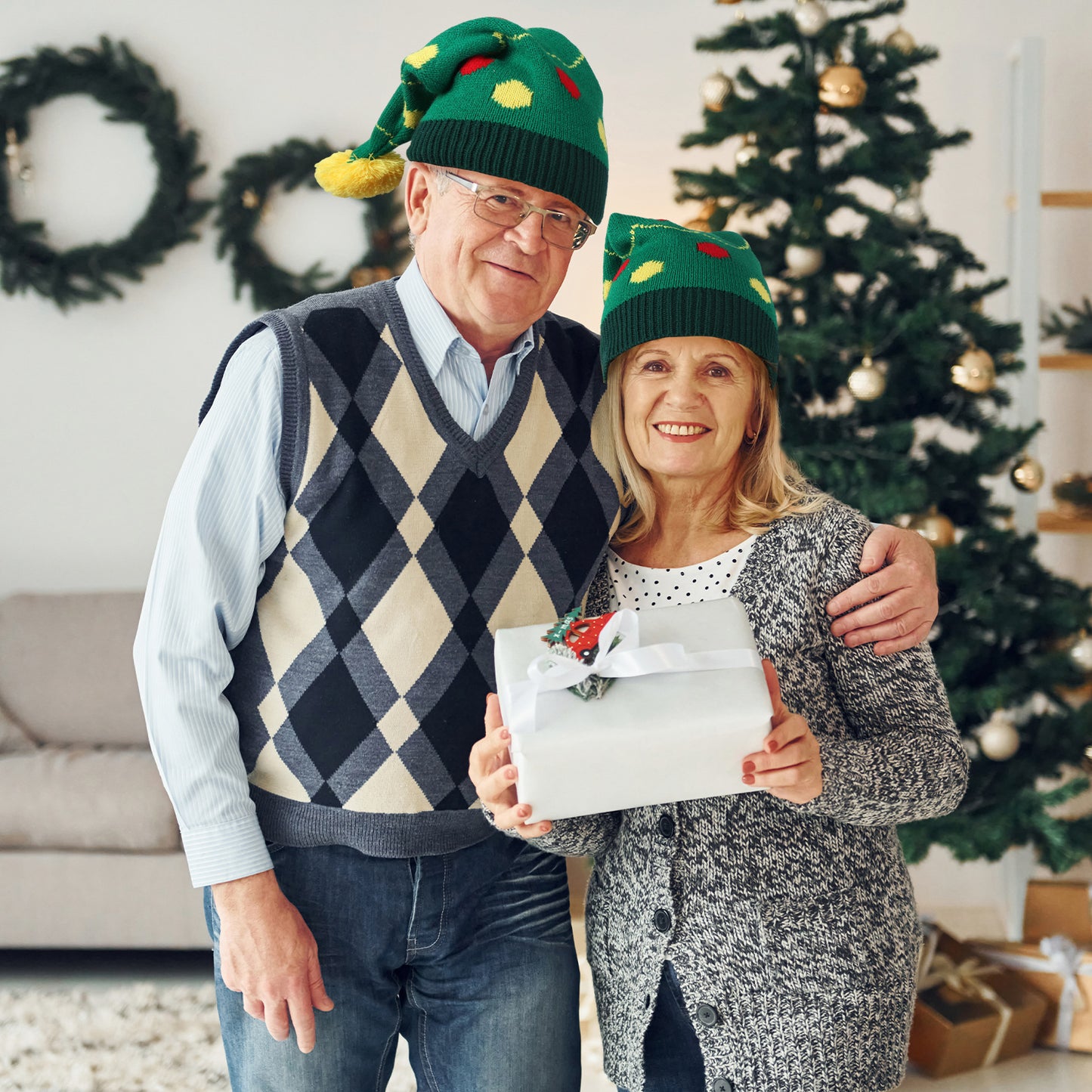 1pc Festive Santa Hat with Colorful Polka Dot Design -
