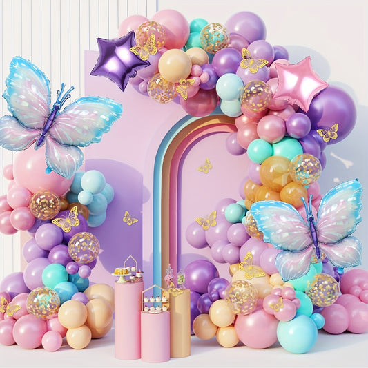 157pcs Enchanting Blue Butterfly Balloon Set