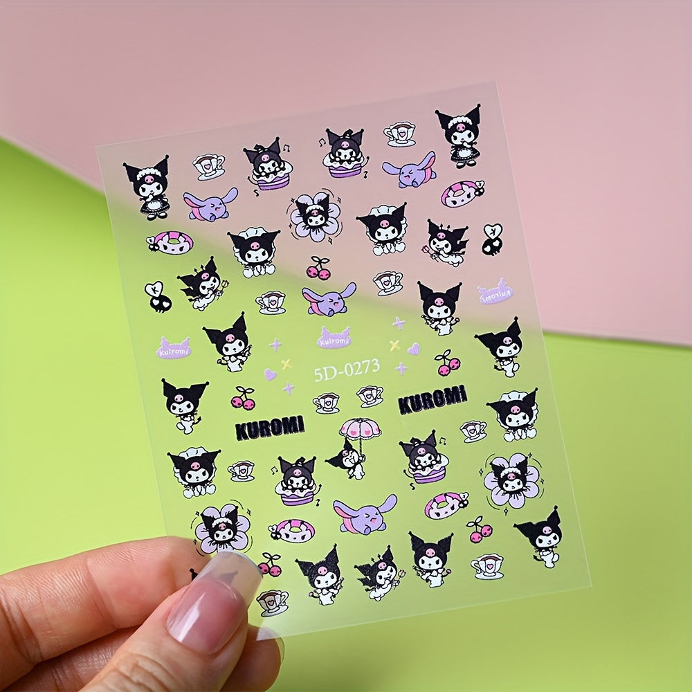 [1pc Sanrio Nail Art] Sanrio 1pc 5D Cute Cartoon Kuromi Hellokitty Melody Nail Art Sticker | Nail Decoration Decals