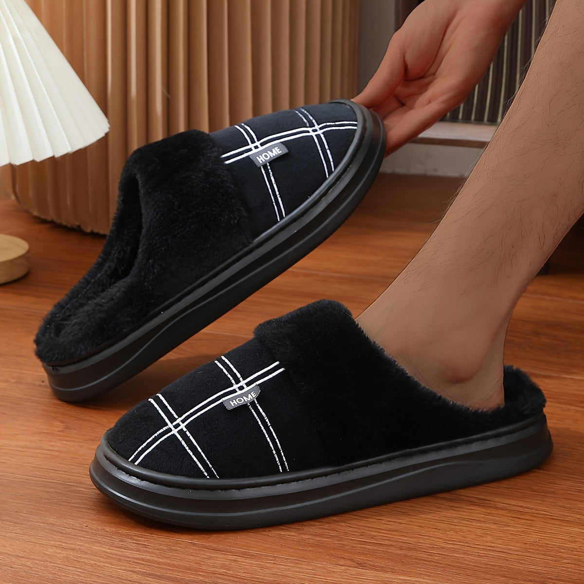 Pair of Winter Warm Men's Oversized Slippers for Home UseSuitable for men & women