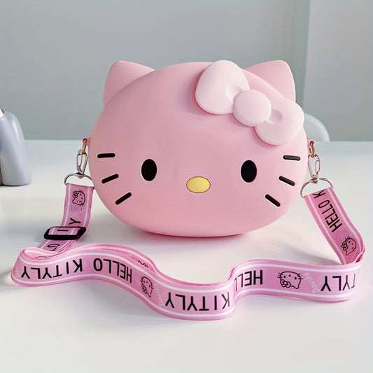 1pc Hello Kitty Bag] 1pc Hello Kitty Silicone Crossbody Bag. Cute Minimalist Lightweight Adjustable Strap0