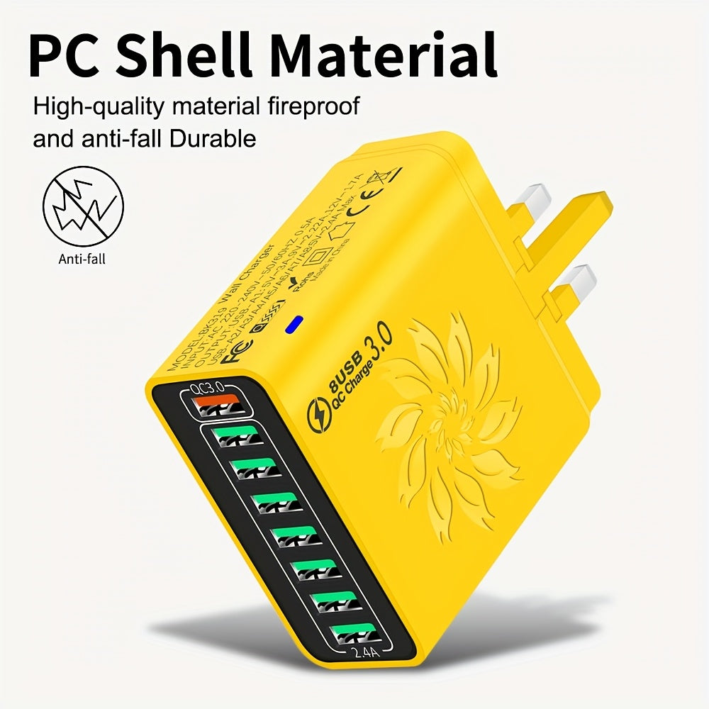 8-Port QC3.0 Fast USB Charger UK Plug