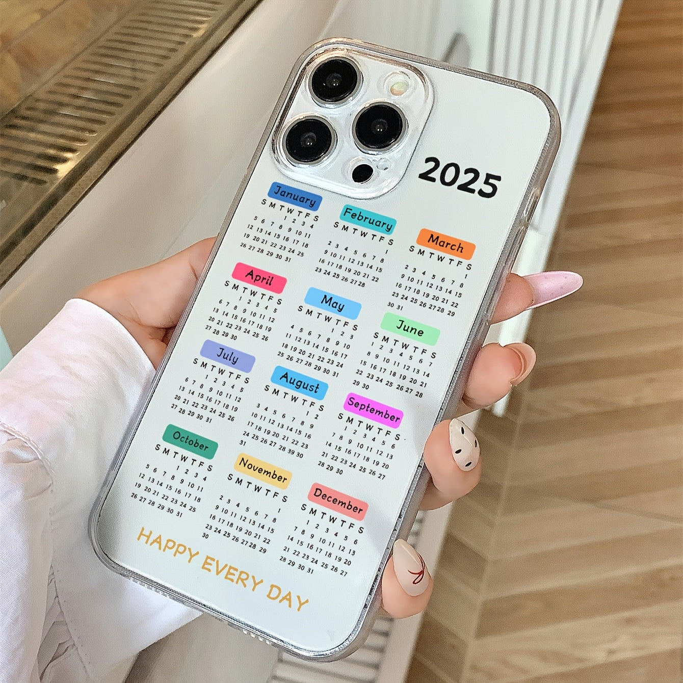 A 2025 Calendar Shockproof Transparent TPU Phone Case, Featuring a Minimalist Luxury Design That Is Dirt-Resistant And Durable, Compatible with Iphone 16/16 Plus/16 Pro/16 Pro Max, Iphone 15/15 Plus/15 Pro/15 Pro Max, Iphone