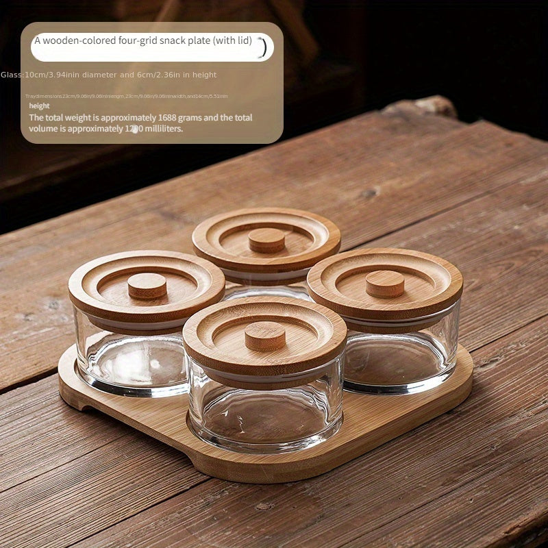 A Compartmentalized Fruit Platter with a Lid for Snacks, Nuts, And Tea Storage,