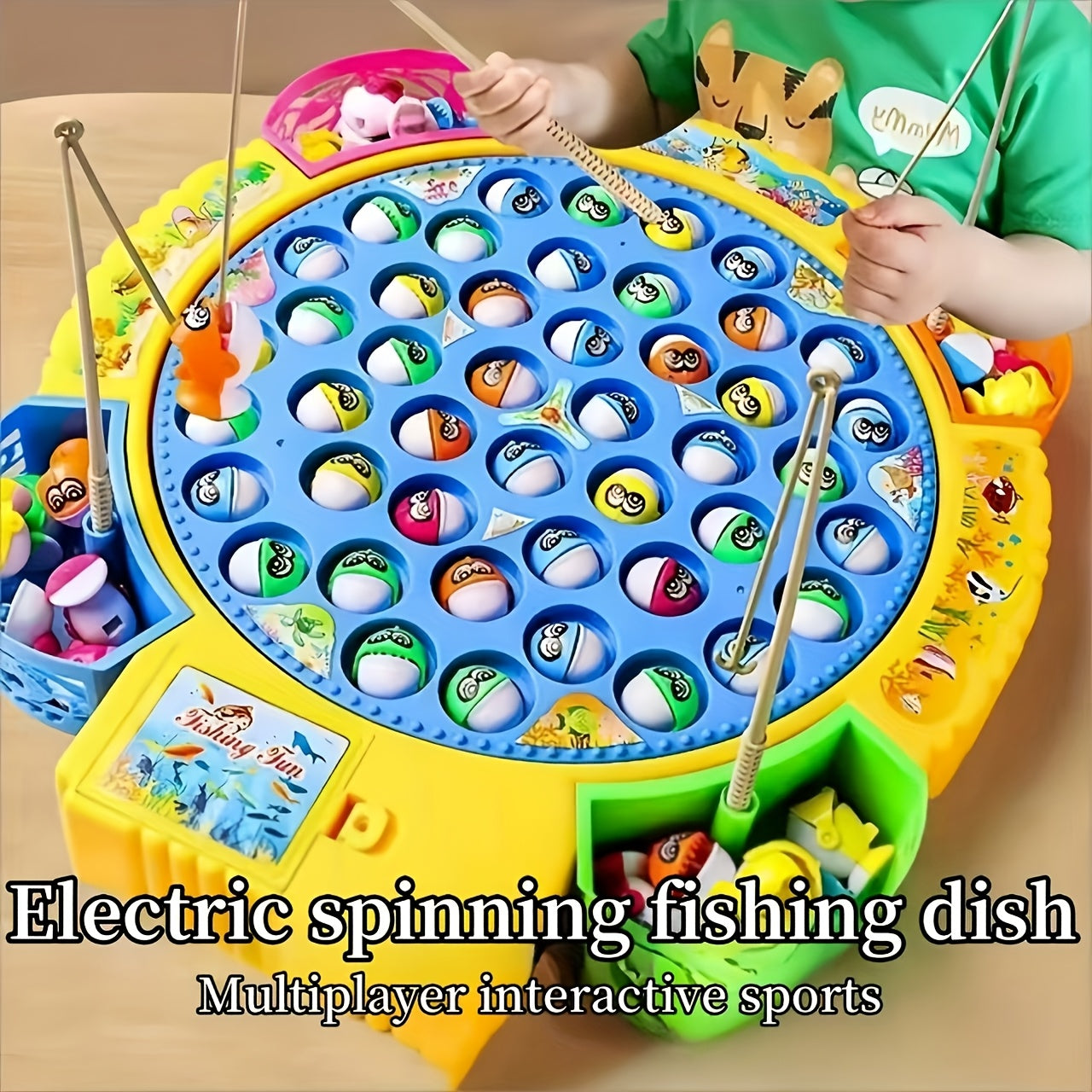 15/24 Fish Fun Electric Fishing Toy, Rotating Fishing Plate, Set of Fishing Toys, Children's Fishing Toys, Music Rotating Fishing Plate Set, Children's Desktop Competition Toy, Birthday and Thanksgiving Gifts, Best Gift for B