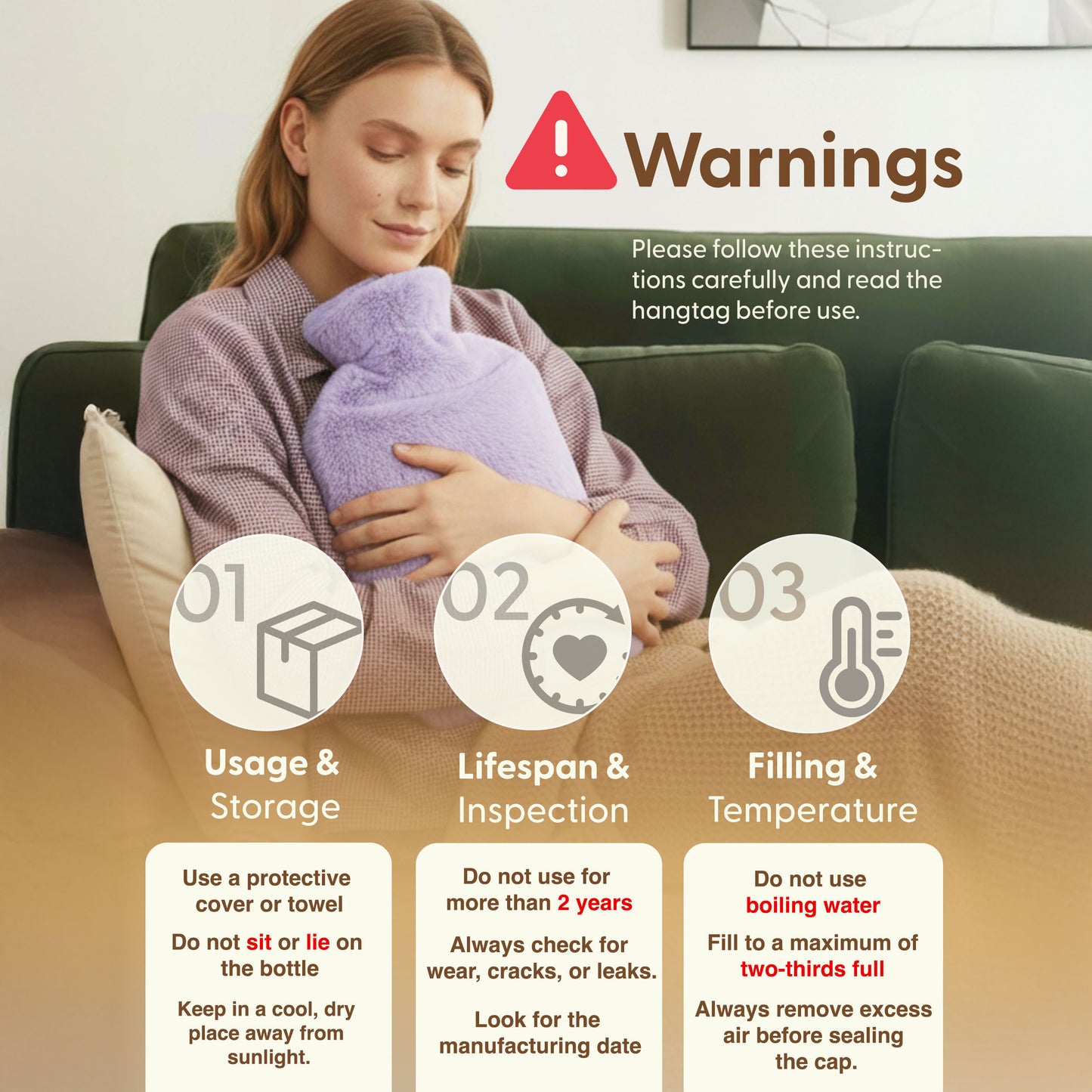 Cosy Hot Water Bottle with Plush Cover