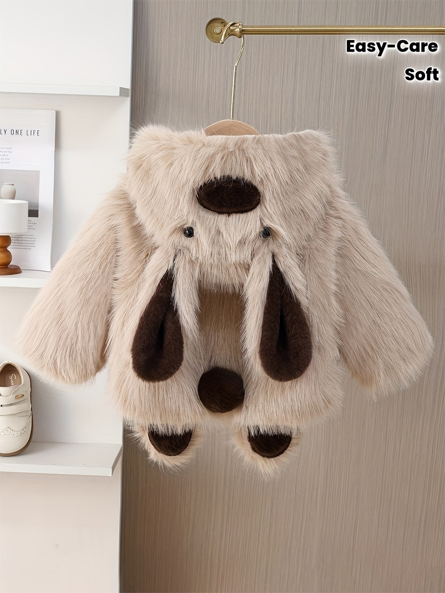 Girls' Winter Hooded Bear-Ear Coat Jacket with Plush Ears & Hood