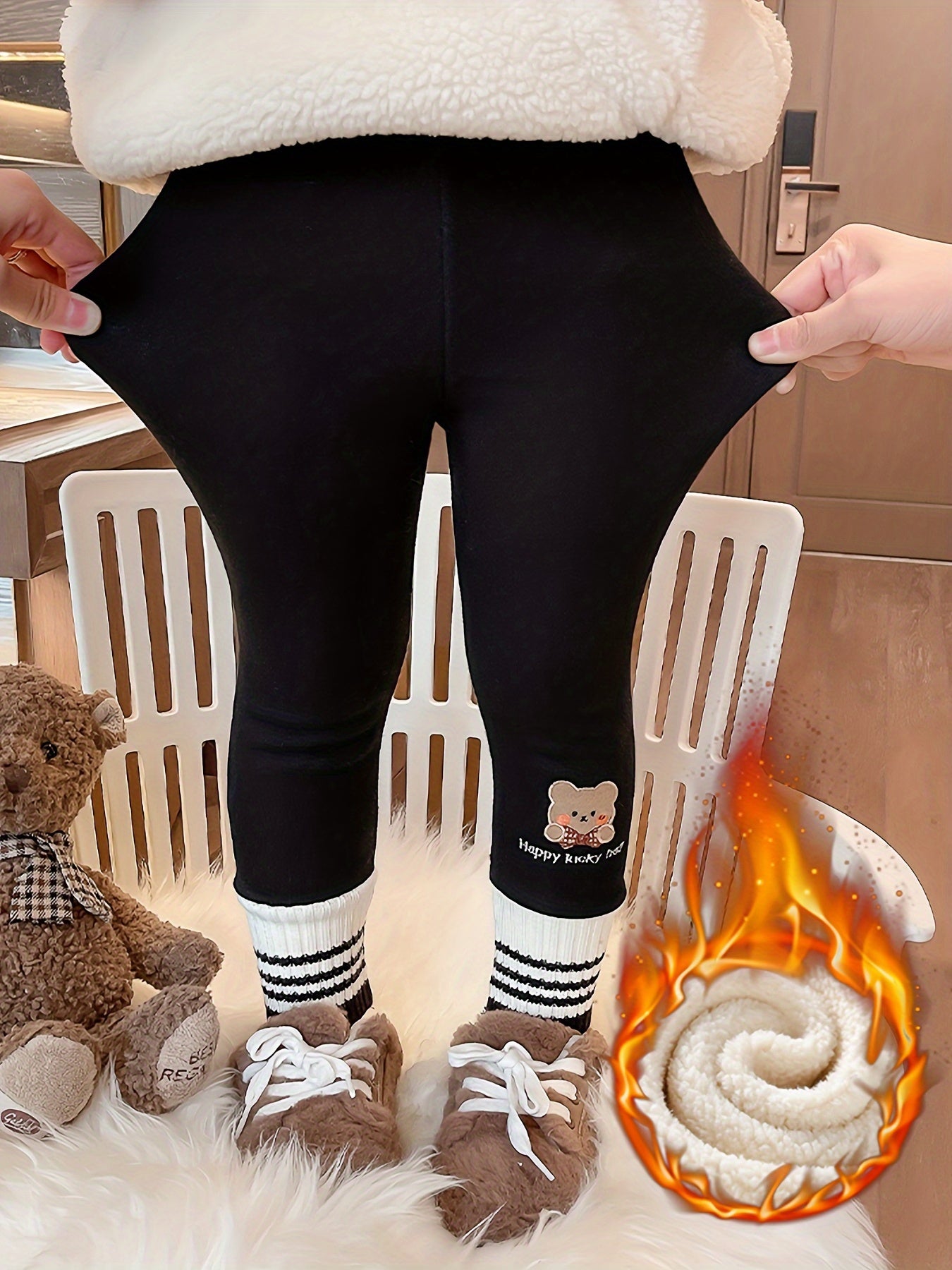 1pc Classic Winter Knit Fabric Skinny Pants for Girls