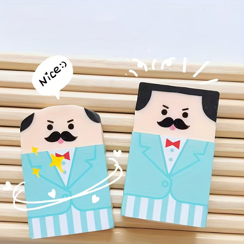 4pcs Of Novelty Bald Man Eraser Interesting Stationery School Supplies