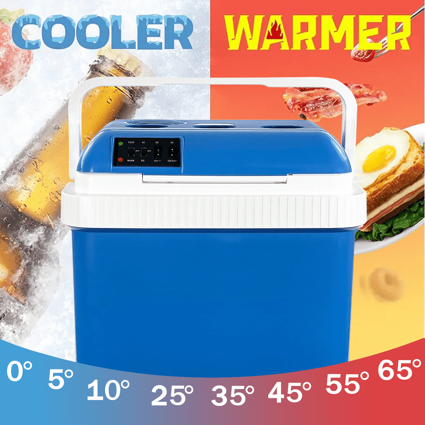 24L Thermoelectric 240V AC & 12V DC Electric Cool Box, Heating and Cooling Functions, Portable Travel Cooler Box Camping Car Mini Fridge (24L Cooler & Warmer)